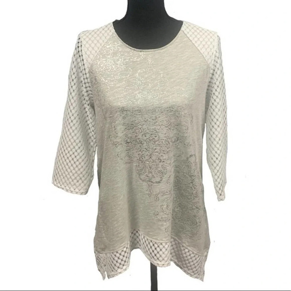 CHICOS | Zenergy Heather Gray White Mesh Baseball Sleeve Medium - Picture 2 of 7